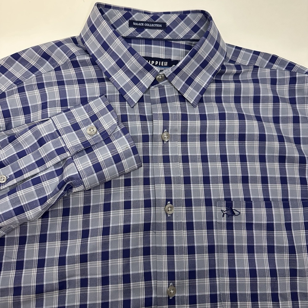Fish Hippie Solace Collection Men's Shirt Small Plaid Long Sleeve Button Up EUC